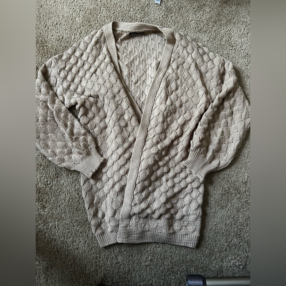 Beige Textured Women's Cardigan